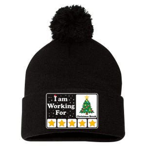 I Am Working For Christmas Break 5 Stars Xmas Tree Pom Pom 12in Knit Beanie