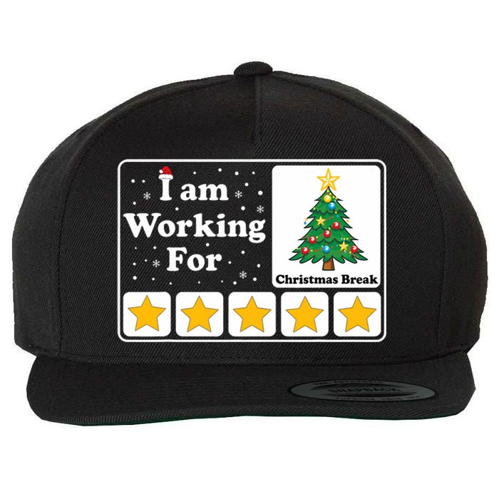 I Am Working For Christmas Break 5 Stars Xmas Tree Wool Snapback Cap