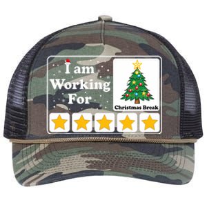 I Am Working For Christmas Break 5 Stars Xmas Tree Retro Rope Trucker Hat Cap