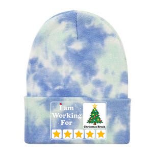 I Am Working For Christmas Break 5 Stars Xmas Tree Tie Dye 12in Knit Beanie