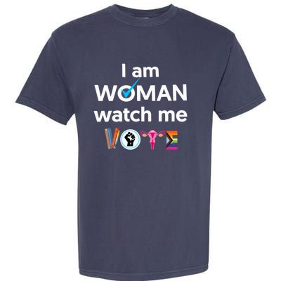 I Am Woman Watch Me Vote Childless Cat Lady Is Voting Kamala Garment-Dyed Heavyweight T-Shirt