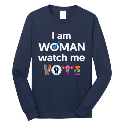 I Am Woman Watch Me Vote Childless Cat Lady Is Voting Kamala Long Sleeve Shirt