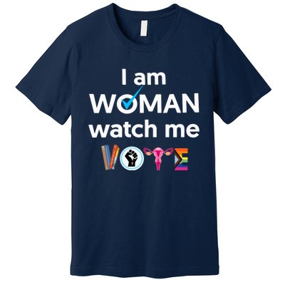 I Am Woman Watch Me Vote Childless Cat Lady Is Voting Kamala Premium T-Shirt