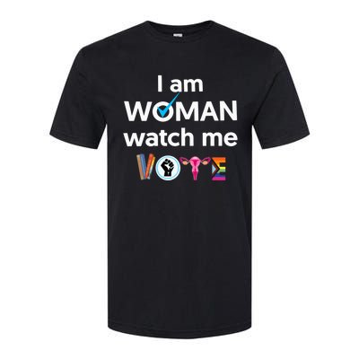 I Am Woman Watch Me Vote Childless Cat Lady Is Voting Kamala Softstyle® CVC T-Shirt