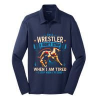 Im A Wrestler Dont Stop Funny For Wrestling Dad Mom Son Silk Touch Performance Long Sleeve Polo