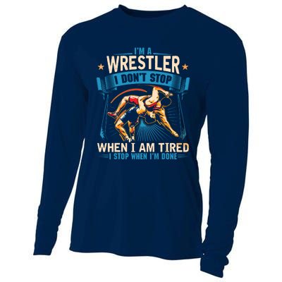 Im A Wrestler Dont Stop Funny For Wrestling Dad Mom Son Cooling Performance Long Sleeve Crew