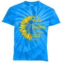 In A World Full Of Grandmas Be A Gigi Sunflower Grandma Gift Kids Tie-Dye T-Shirt