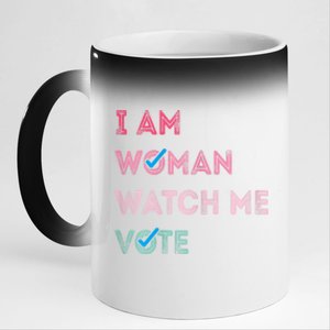 I Am Woman Watch Me Vote 11oz Black Color Changing Mug