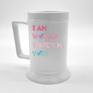 I Am Woman Watch Me Vote Beer Stein