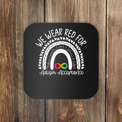 In April We Wear Red Instead Autism Awareness Acceptance Coaster