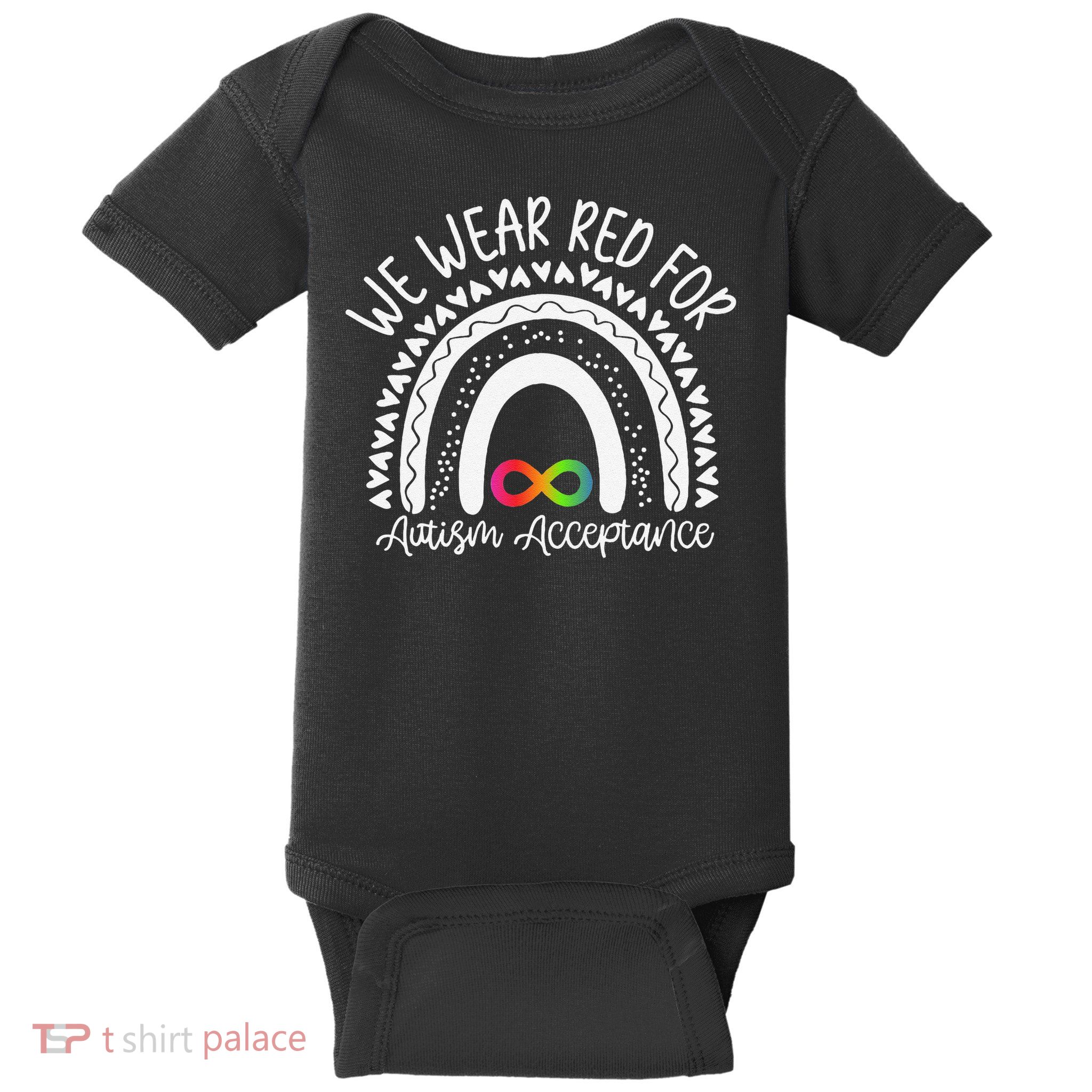 In April We Wear Red Instead Autism Awareness Acceptance Baby Bodysuit