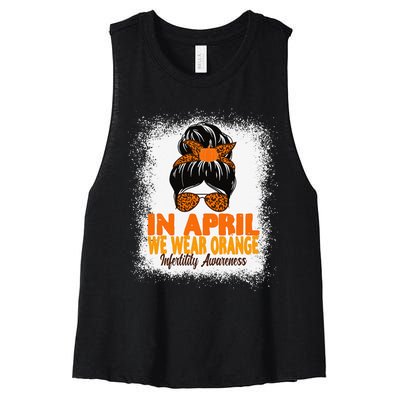 In April We Wear Orange Infertility Awareness Week Women's Racerback Cropped Tank