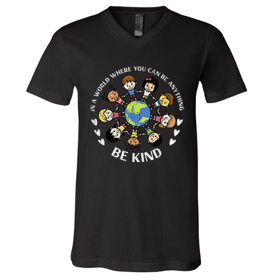 In A World Be Kind Earth Anti Bullying Unity Day Orange V-Neck T-Shirt