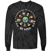 In A World Be Kind Earth Anti Bullying Unity Day Orange Tie-Dye Long Sleeve Shirt