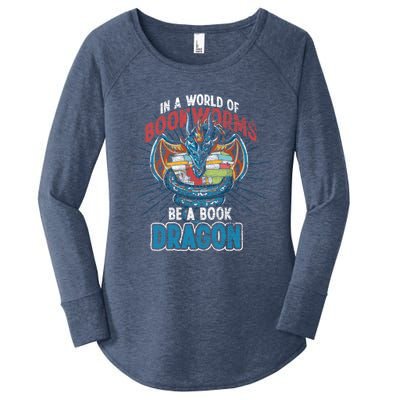 In A World Full Of Bookworms Be A Book Dragon Gift Women's Perfect Tri Tunic Long Sleeve Shirt