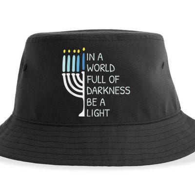 In A World Full Of Darkness Be A Light Happy Hanukkah Sustainable Bucket Hat