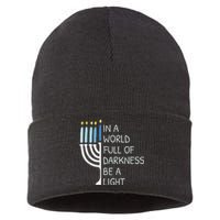 In A World Full Of Darkness Be A Light Happy Hanukkah Sustainable Knit Beanie