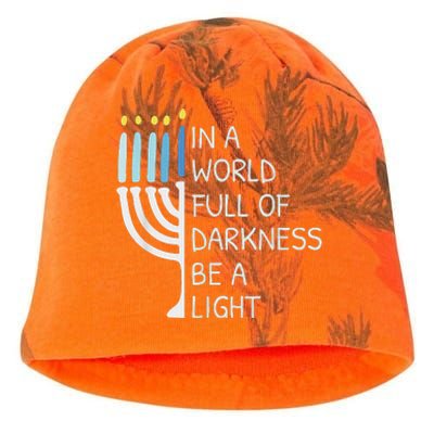 In A World Full Of Darkness Be A Light Happy Hanukkah Kati - Camo Knit Beanie