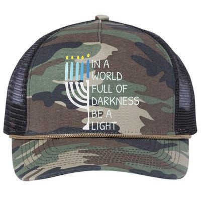 In A World Full Of Darkness Be A Light Happy Hanukkah Retro Rope Trucker Hat Cap