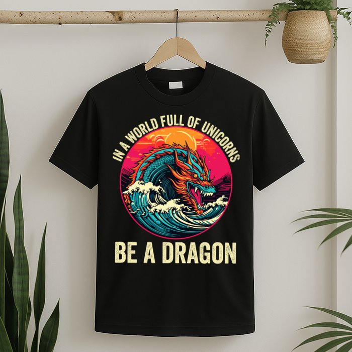 In A World Full Of Unicorns Be A Dragon Unicorns & Dragons Dragon Lovers T-Shirt