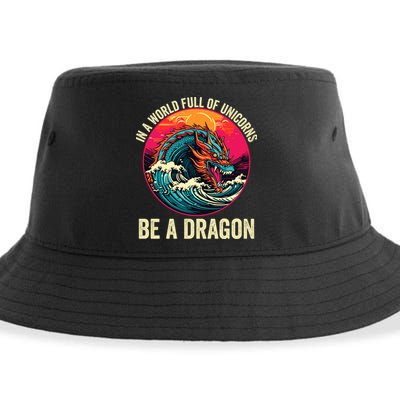 In A World Full Of Unicorns Be A Dragon Unicorns & Dragons Dragon Lovers Sustainable Bucket Hat