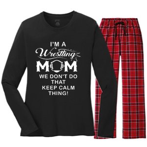 Im A Wrestling Mom Best Funny Wrestling Mom Women's Long Sleeve Flannel Pajama Set 