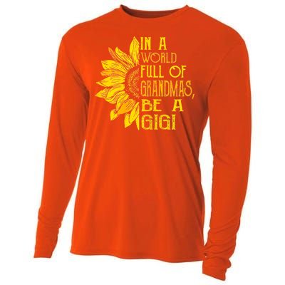 In A World Full Of Grandmas Be Gigi Sunflower Gift Cooling Performance Long Sleeve Crew