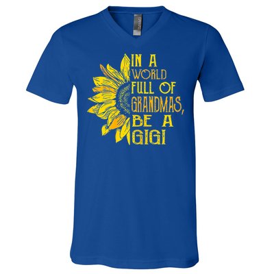 In A World Full Of Grandmas Be Gigi Sunflower Gift V-Neck T-Shirt