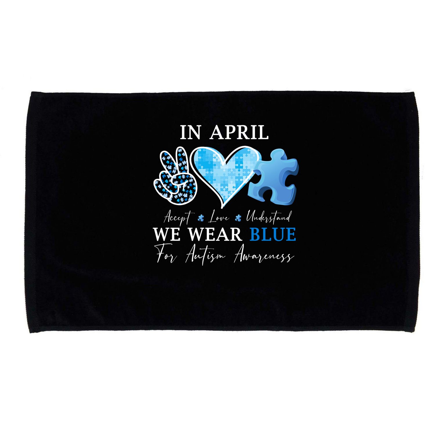 In April We Wear Blue Autism Awareness Microfiber Hand Towel