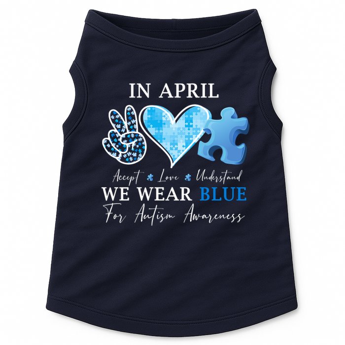 In April We Wear Blue Autism Awareness Doggie Tank