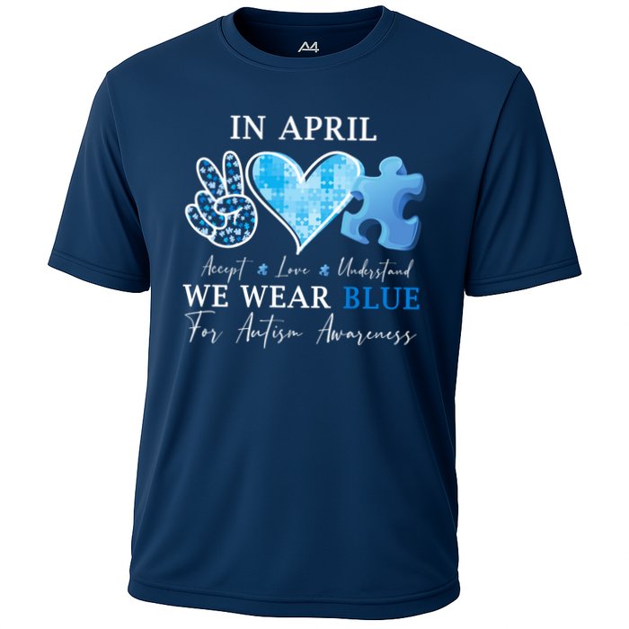 In April We Wear Blue Autism Awareness Performance Shirt