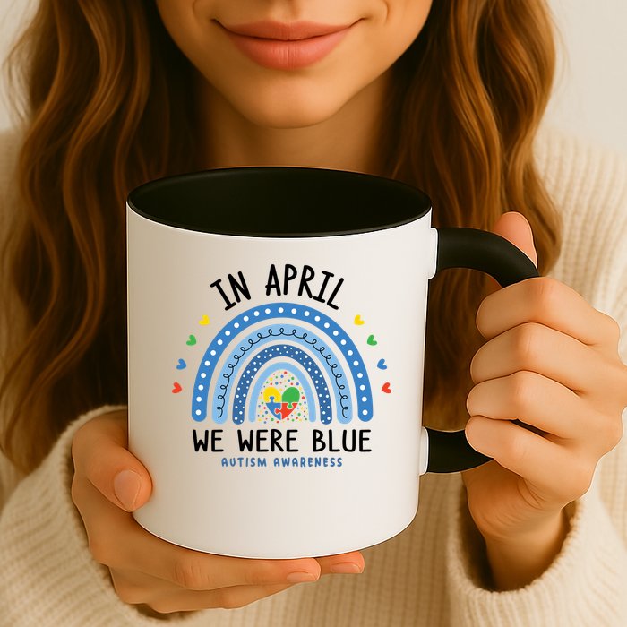 In April We Wear Blue Autism Awareness Mug