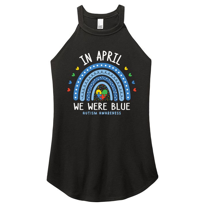 In April We Wear Blue Autism Awareness Women's Perfect Tri Rocker Tank
