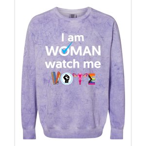 I Am Woman Watch Me Vote Colorblast Crewneck Sweatshirt