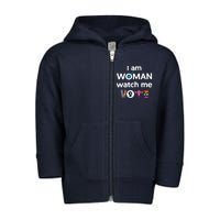 I Am Woman Watch Me Vote Toddler Zip Fleece Hoodie