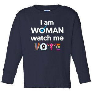 I Am Woman Watch Me Vote Toddler Long Sleeve Shirt