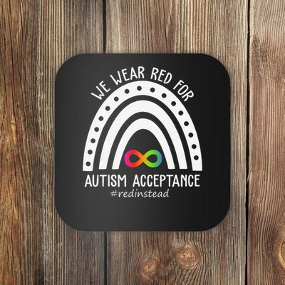 In April We Wear Red Instead Autism Awareness Acceptance Coaster