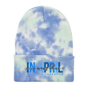 In April We Wear Blue Autism Awareness Tie Dye 12in Knit Beanie