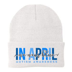 In April We Wear Blue Autism Awareness Knit Cap Winter Beanie