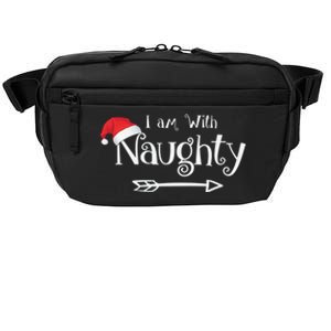 I Am With Naughty Or Nice Costume Matching Christmas Couples Meaningful Gift Crossbody Pack