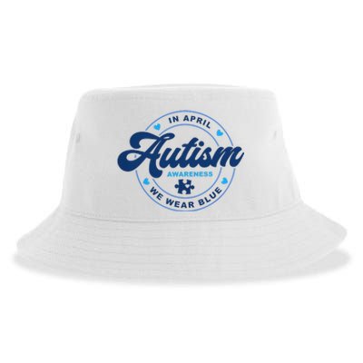 In April We Wear Blue For Autism Awareness Sustainable Bucket Hat