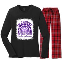 In August We Wear Purple Overdose Awareness Women's Long Sleeve Flannel Pajama Set 