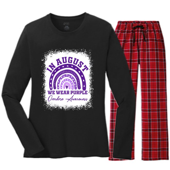 In August We Wear Purple Overdose Awareness Women's Long Sleeve Flannel Pajama Set 