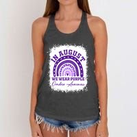 In August We Wear Purple Overdose Awareness Women's Knotted Racerback Tank