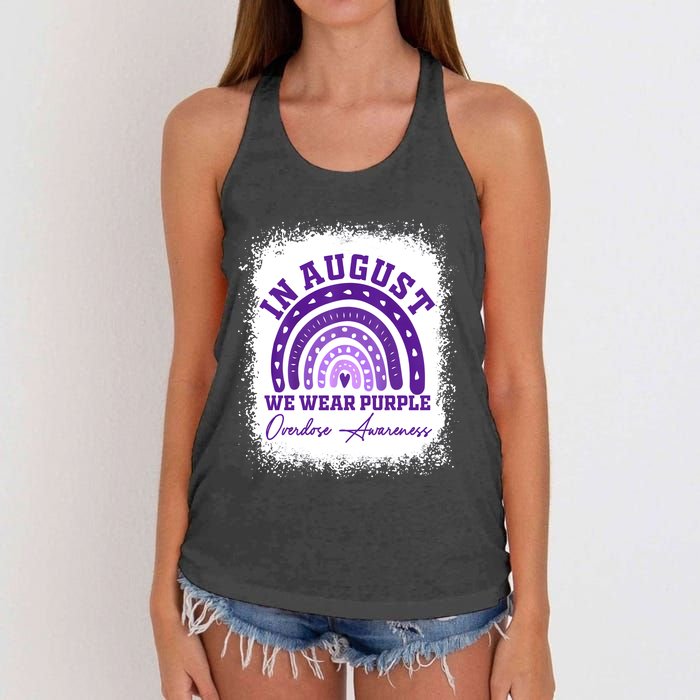 In August We Wear Purple Overdose Awareness Women's Knotted Racerback Tank