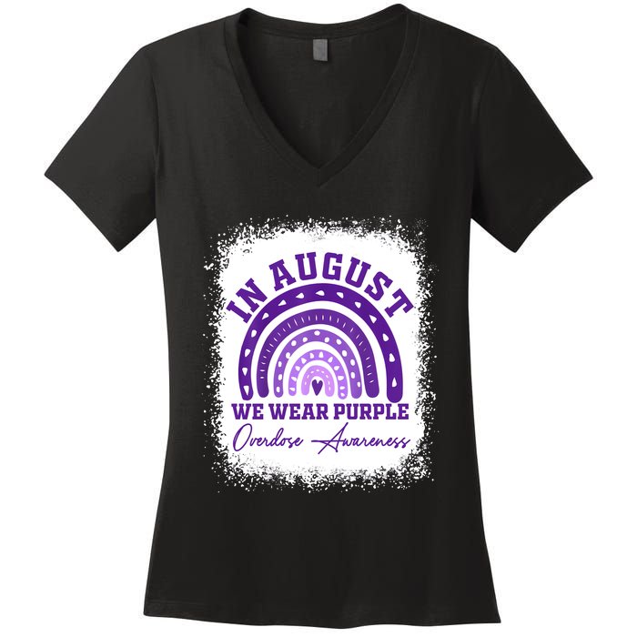 In August We Wear Purple Overdose Awareness Women's V-Neck T-Shirt