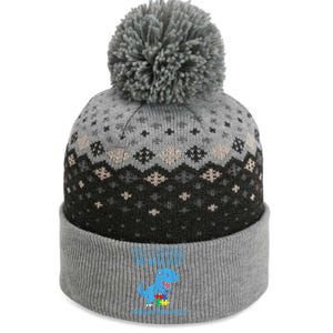 In April We Wear Blue Autism Awareness Month Dinosaur The Baniff Cuffed Pom Beanie