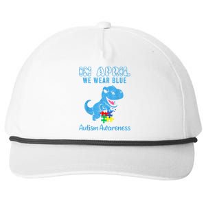 In April We Wear Blue Autism Awareness Month Dinosaur Snapback Five-Panel Rope Hat