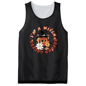 Im A Witch Before Coffee Halloween Skull Skeleton Pumpkin Gift Mesh Reversible Basketball Jersey Tank