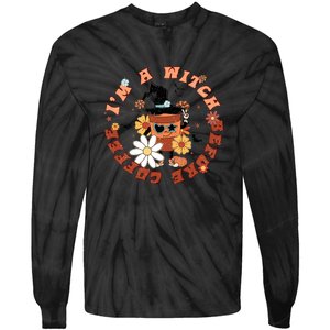 Im A Witch Before Coffee Halloween Skull Skeleton Pumpkin Gift Tie-Dye Long Sleeve Shirt